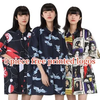 Waterproof Work Clothes Printing Graffiti Pattern Short Sleeve Non-stick Hair Anti Static Hair Salon Uniform Barber Shop Smocks 2