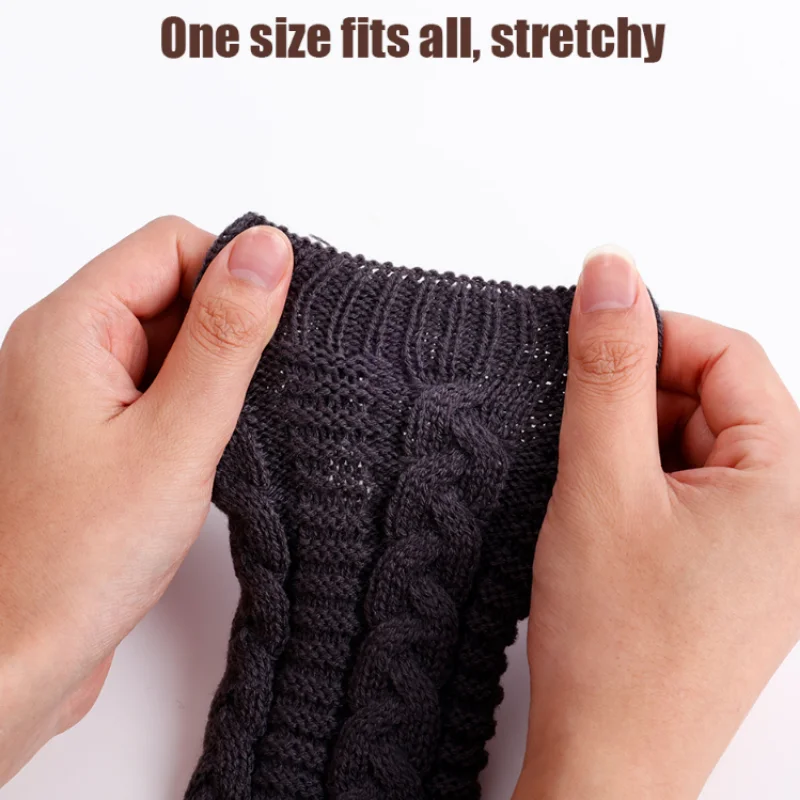 Women Stylish Hand Warmer Winter Gloves Arm Crochet Knitting Faux Wool Mitten Warm Fingerless Glove Twist Pattern Women Gloves 5