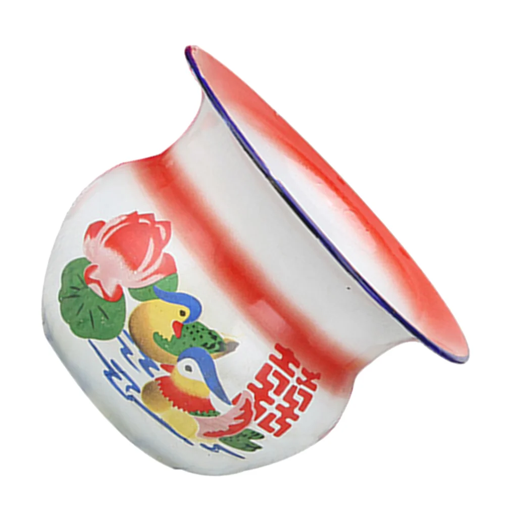 

Urine Bottle Spittoon Travel Metal Container with Lid Potty Cushion Enamel Night