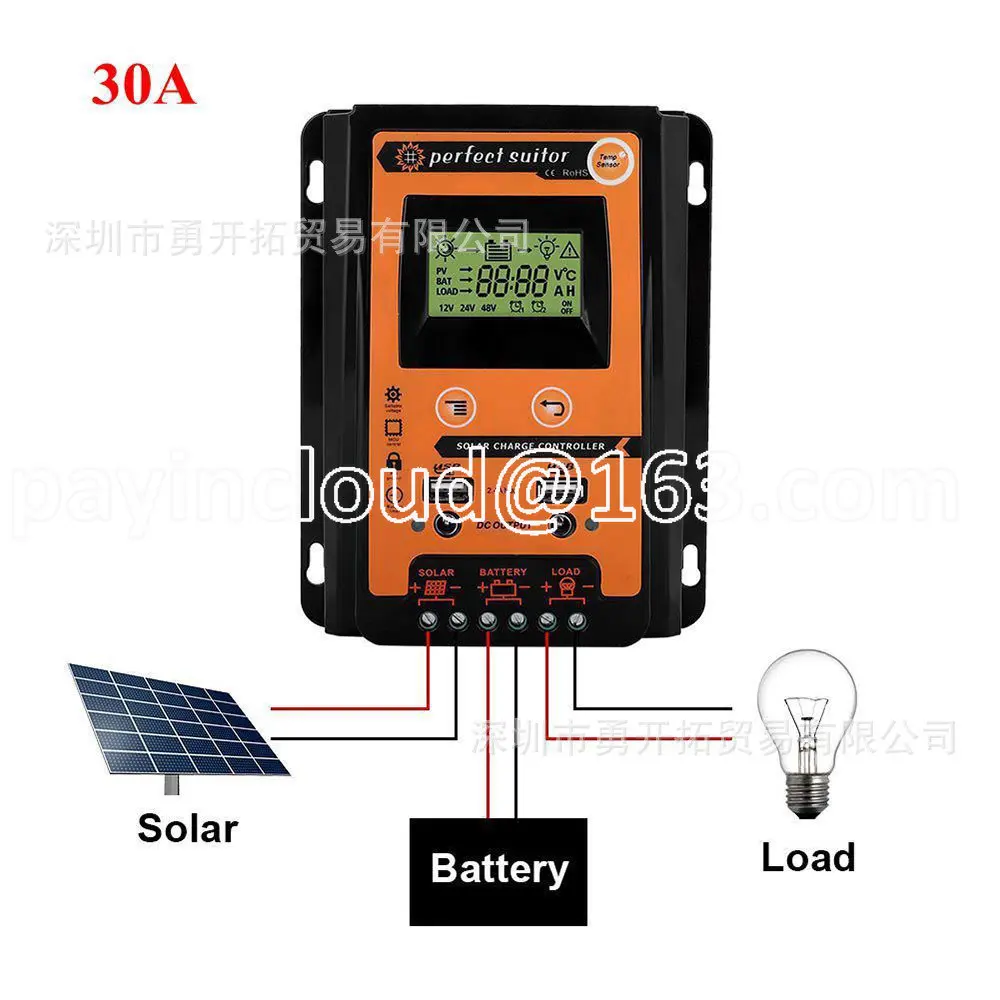 

12V/24v30a 50A 70amppt Solar Panel Charging Controller Dual USB LCD Display