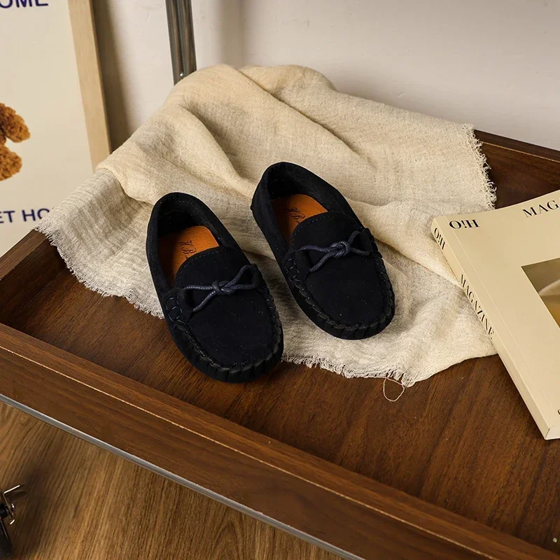 Leather Kids Moccasins Soft Flat Loafers for Boys and Girls