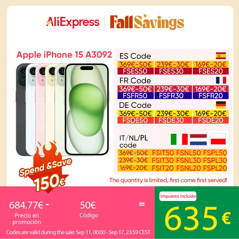 Smartfon Apple iPhone 15 z EU za $743.33 / ~3001zł