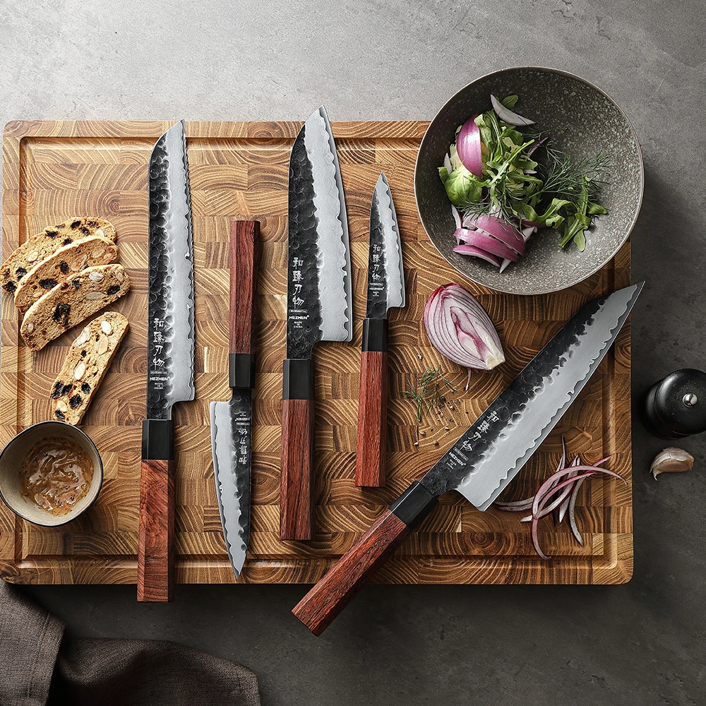 

HEZHEN 5PC Knife Set Chef Utility Stainless Steel Sharp Cook Knives Tools Beautiful Gift Box Slice Kitchen Knives