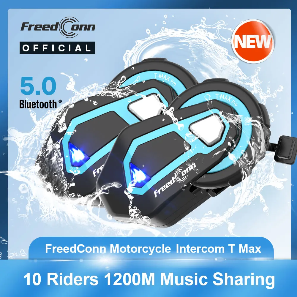 Bluetooth-гарнитура для мотоциклетного шлема Freedconn T Max pro BT 5 0 1200 м |