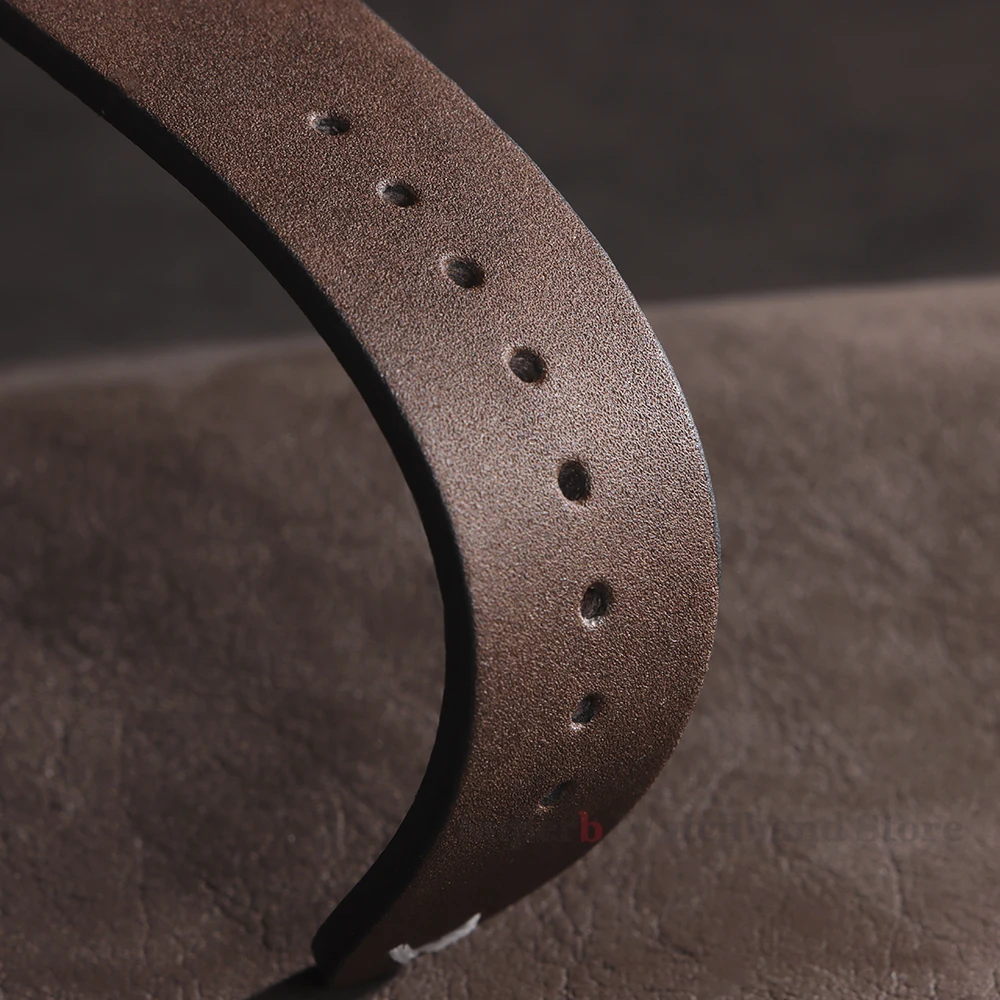 Vintage Cowhide Leather Quick Release Watch Strap with Stitching Details
