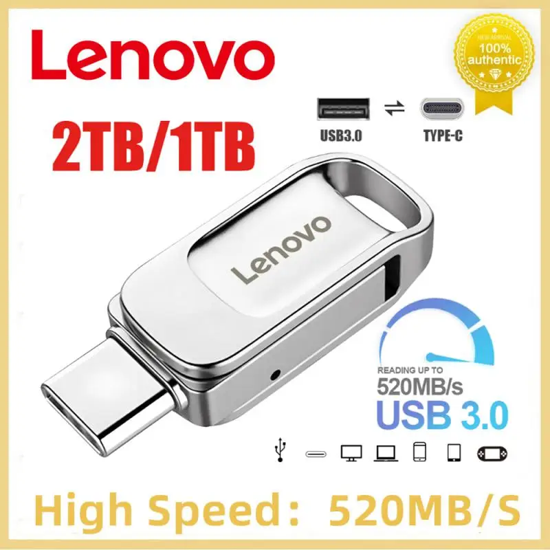 Lenovo 2Tb 1Tb Chiavette Usb Usb 3.0 Metal Flash Drive Type-C Pendrive Ad Alta Velocità Memoria Usb Portatile Impermeabile Per Laptop