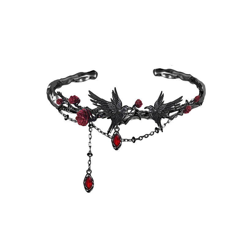 MASW Original Design Hot Cool Style Black Crow Red Flower Bracelets For Women Girl Gift 2025 Trend New Fashion Accessories 4