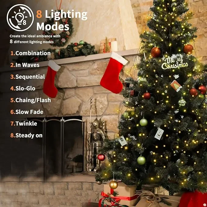 Guirlande lumineuse LED 1,5 m/2 m/3 m pour sapin de Noël, décoration pour terrasse, jardin, extérieur, étanche, cascade_voghion.com