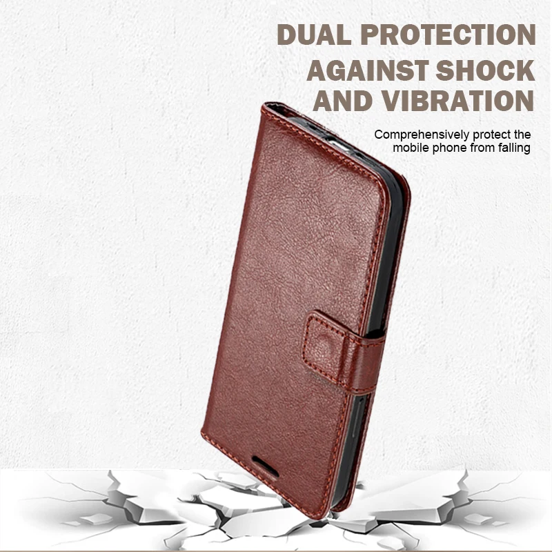 Magnetic Leather Flip Wallet Phone Case with Bracket Design