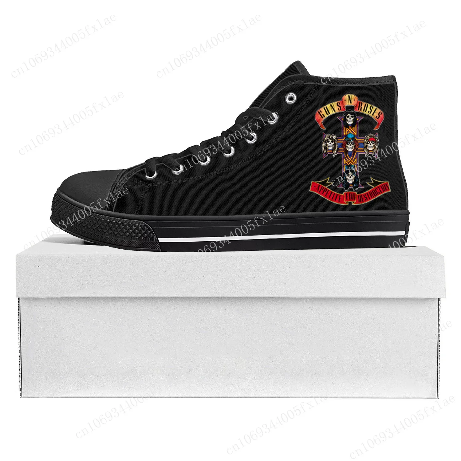 Guns N Roses Heavy Metal Rock Band High Top High Quality Sneakers Mens Womens Teenager Canvas Sneaker Couple Shoes Custom Shoe