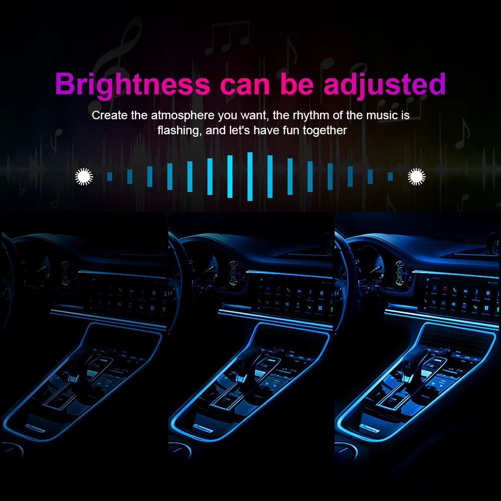 3M/4M/5M LED Light Strip Car Interior Neon Atmosphere Light Dash Board  Light USB