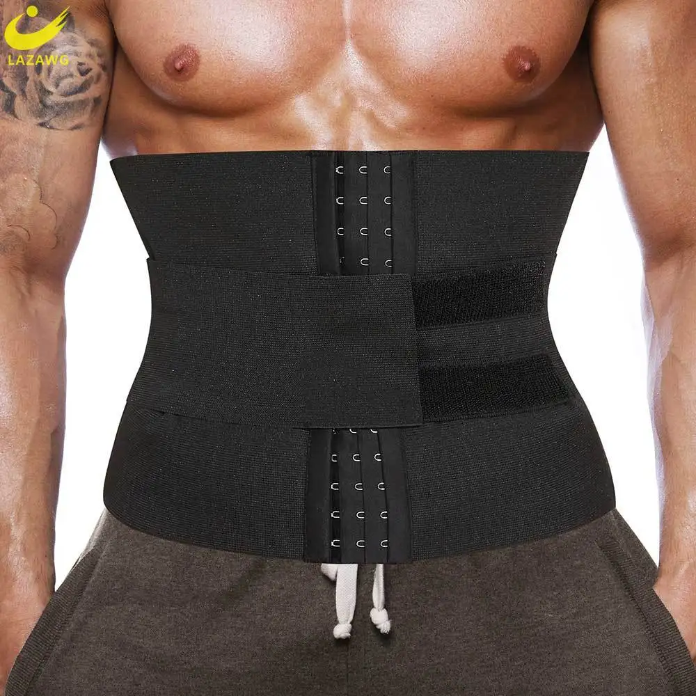 LAZAWG Men Waist Trainer Belt Weight Loss Tummy Control Corset Belly Girdles Body Shaper Fat Burner Band Fitness Slimming loa24 171b27 sequence controller control box for gas burner