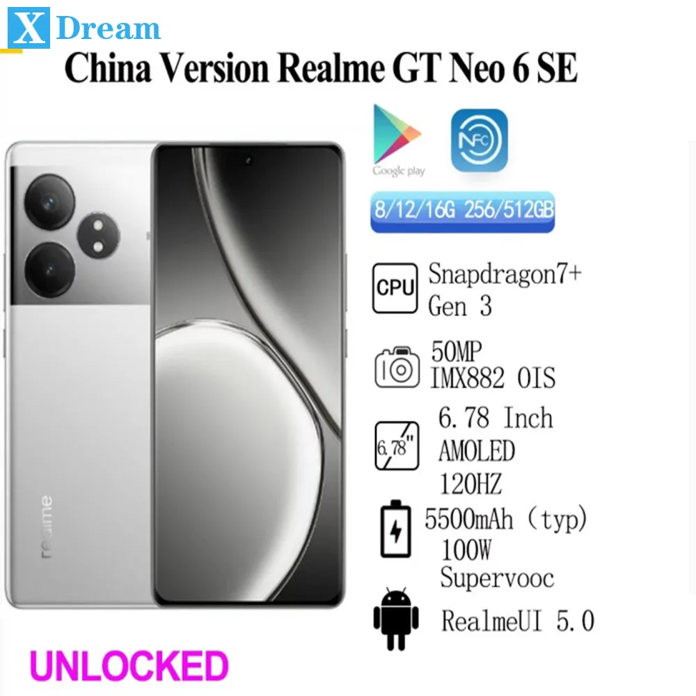 China Version Realme GT Neo 6 SE Unlocked Region Simcard