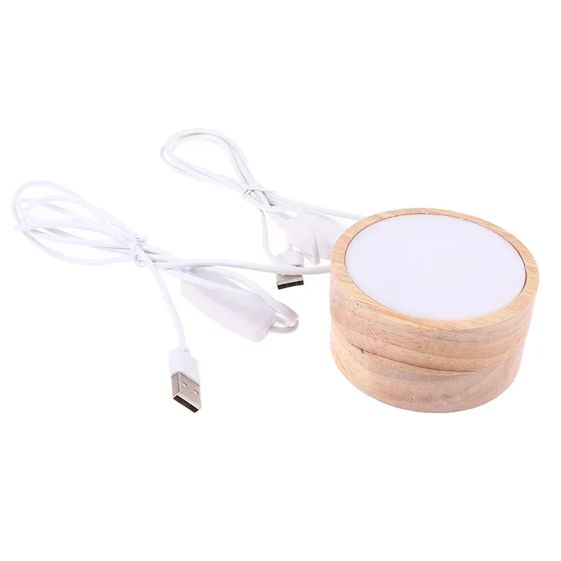 Round Wooden LED Night Light Base Image 12
