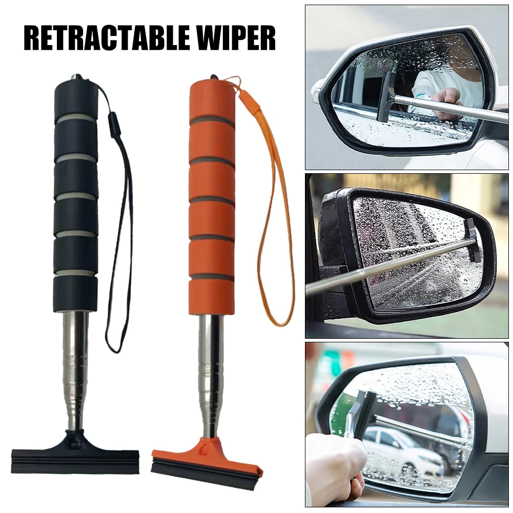 

Car Rearview Mirror Wiper Telescopic Car Rearview Mirror Scraper Cleaner Long Handle Car Mirror Glass Cleaning Tool Accessories