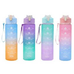 900ml Gradient Matte Motivational Water Bottle - BPA - Free with Flip Lid for Travel, Gym, and Sport (Random color 1pc)