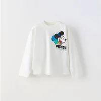 Spring/autumn Disney Mickey Printed T-shirts Long Sleeved Tops Children Clothes Baby Boys Girls Bottom Shirt Crewneck Blouse 2