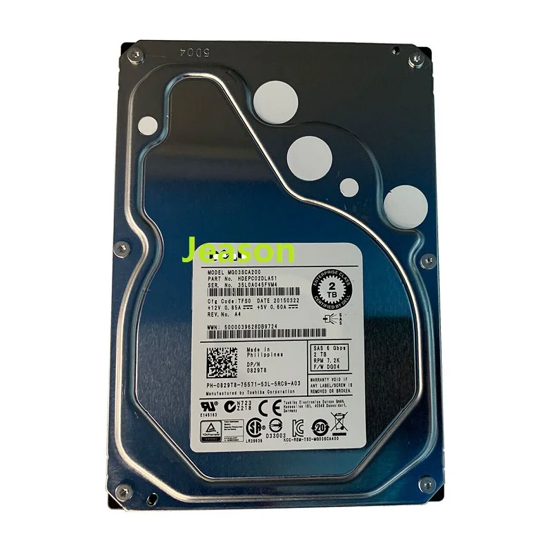 Nuovo Hdd Originale Per Dell 2Tb 3.5 "Sas 6 Gb/S 64Mb 7200Rpm Per Hdd Interno Per Server Hdd Per 0829 T8 Mg03Sca200