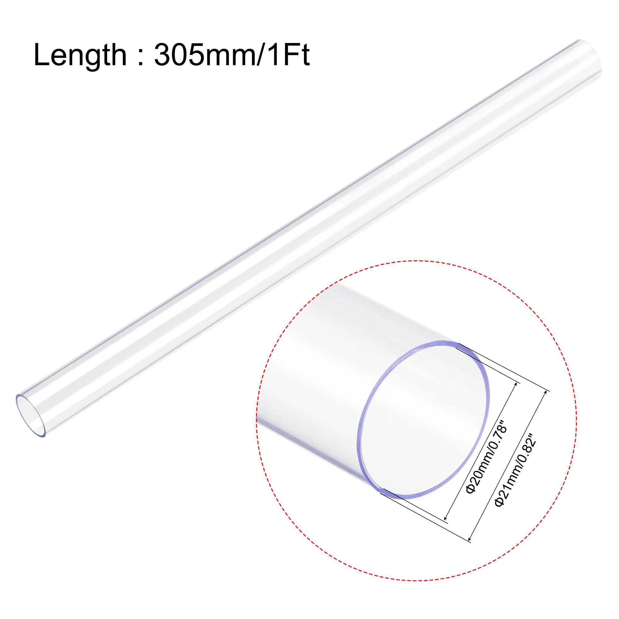 Uxcell-Tube en plastique transparent rond rigide, 20mm(3/4 en effet) ID x  21mm(13/16 en effet) OD x 1 fédération de longueur - AliExpress