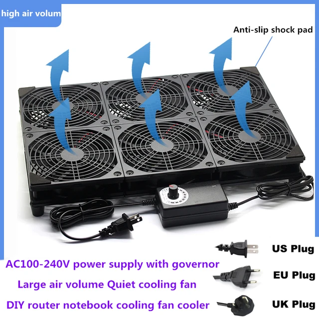 TV Box Router Fan High Air Volume Quiet 120mm 12V with Speed Power Supply Cooling Fan DIY Gaming Laptop Base Cooler 1