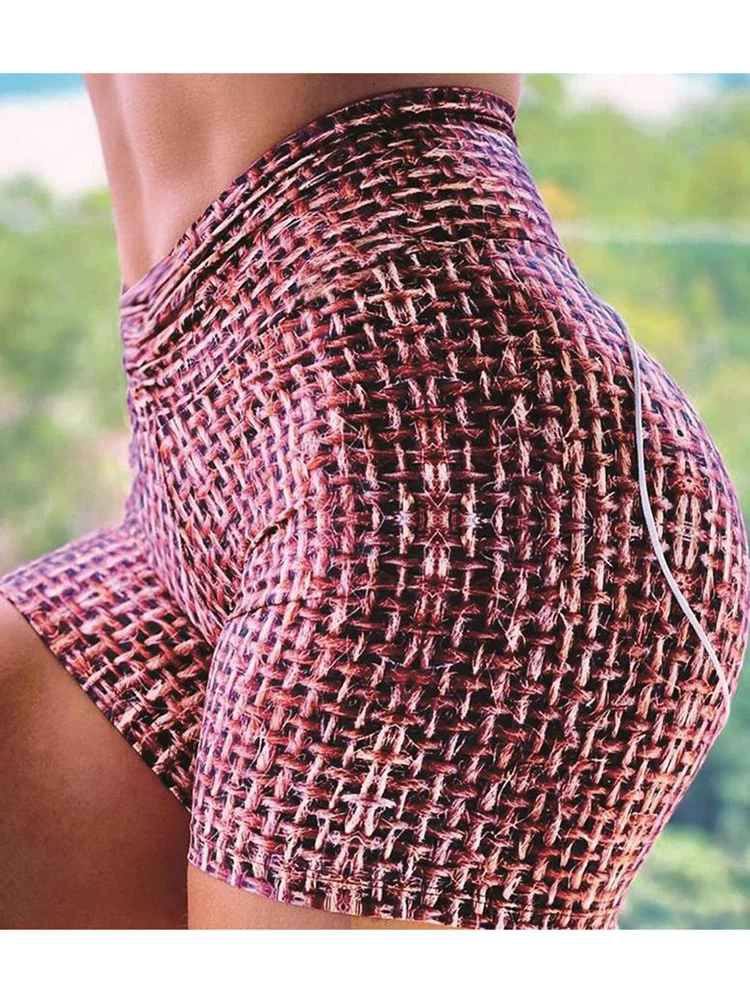 New Gym Sports Tight Sexy Fitness Summer Shorts for Women Running High Waist Yoga Digital Print Push Up Female Spandex