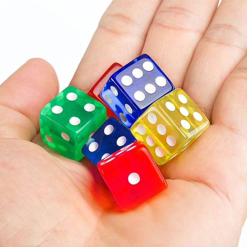 12PCS 16MM Transparent Dice For Board Games For Adullts Children Acrylic Cubes Party Leisure Toys Juegos De Mesa Divertidos 2
