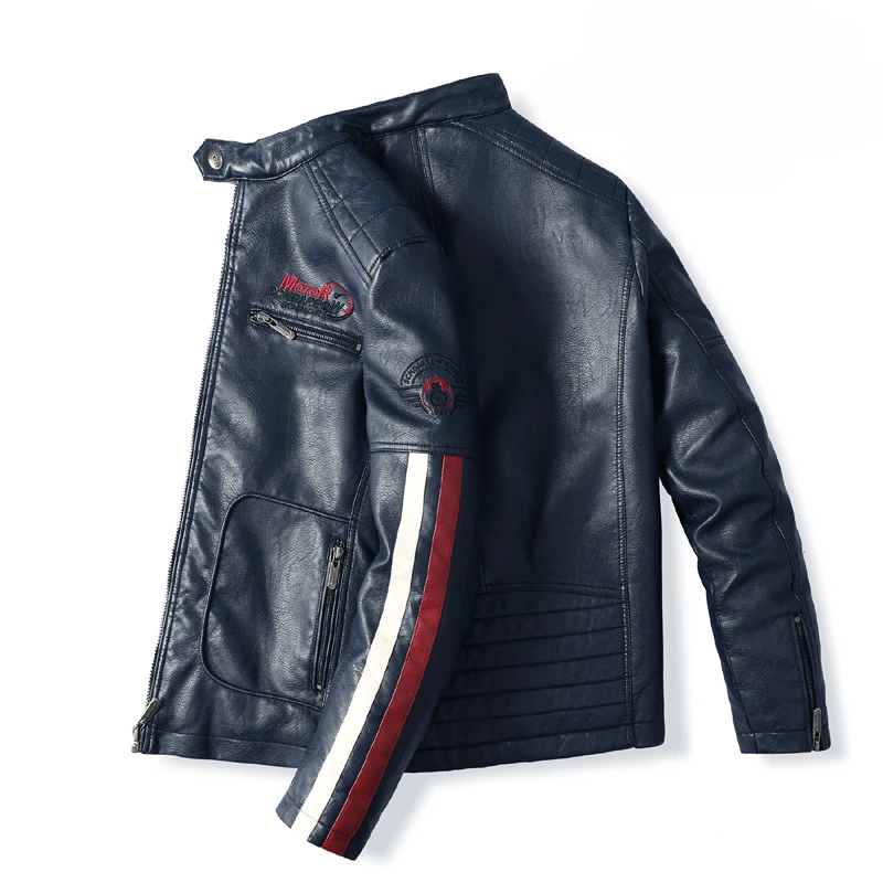 2023 Popular Autumn and Winter Men's Racing Apparel Motorcycle PU Leather Coat Plus Size Cold Proof  Fashion Brand Jacket