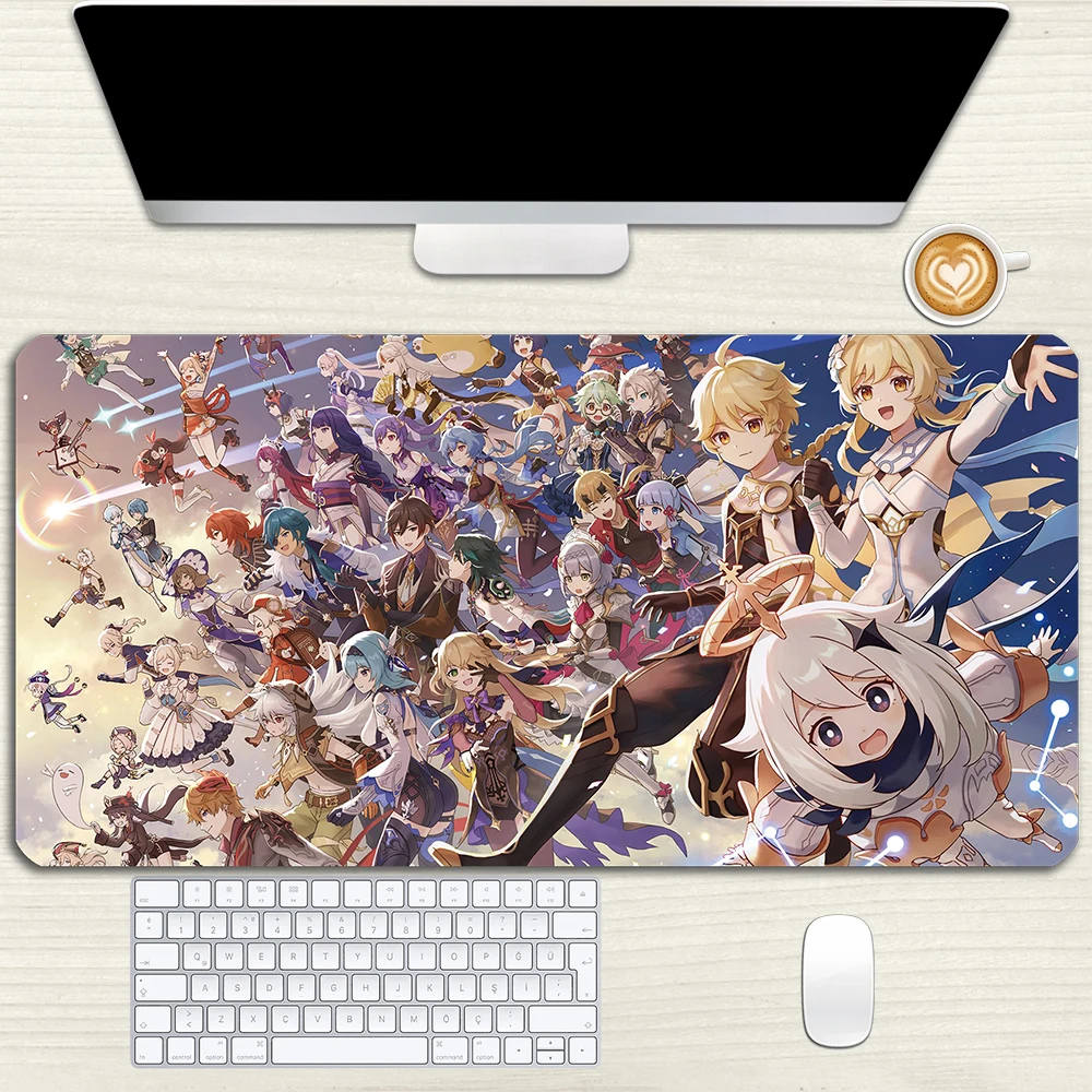 

Game Genshin Impact Lumine Aether Mouse Pad Paimon Zhong Li Venti Mousepad Rubber Lock Edge Gamer Mouse Mat Desk Pad Props