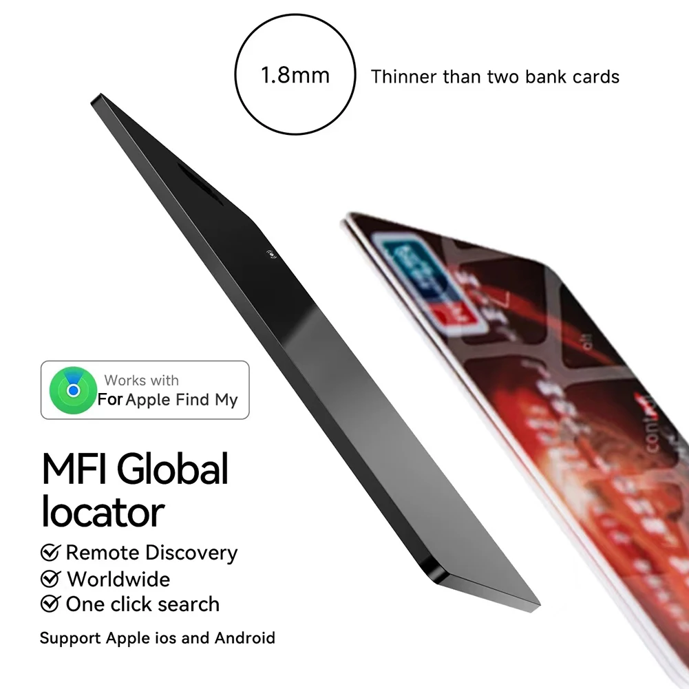 Wallet Tracker Card Apple Find My App IP68 Waterproof GPS Item Finder Item Locator Luggage Tag Purse Passport