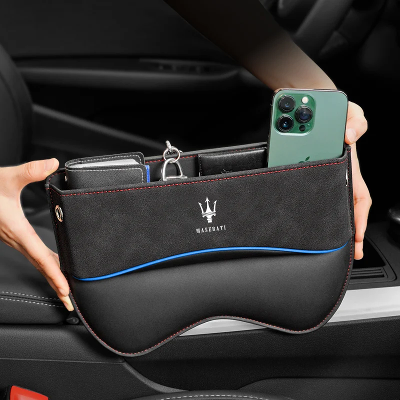 

For Maserati Levante Ghibli GranTurismo Coupe Quattroporte Spyder Series Auto Parts Car Seat Crevice Suede Leather Storage Box