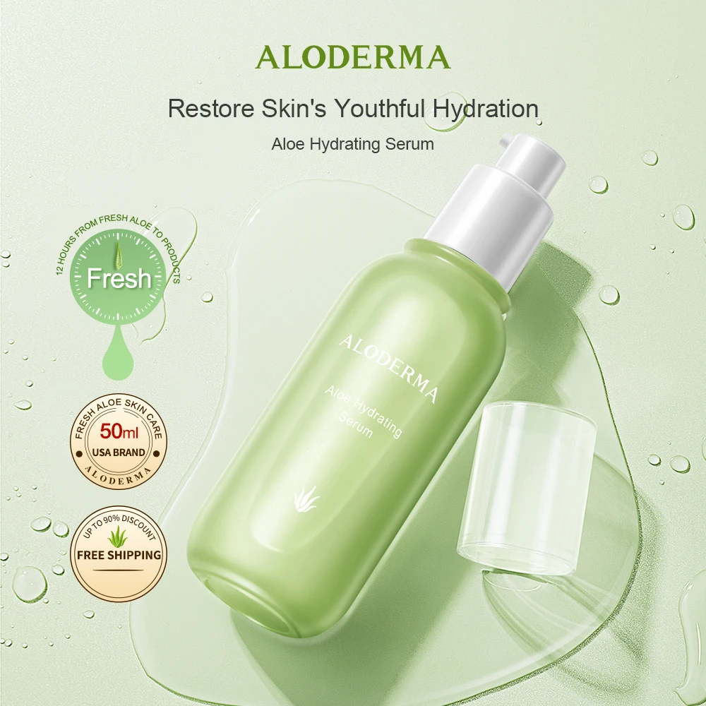 

ALODERMA Natural Aloe Hydrating Face Serum 50ml Fresh Aloe Vera Skin Care Products Moisturizing Repair Facial Essence Not Greasy