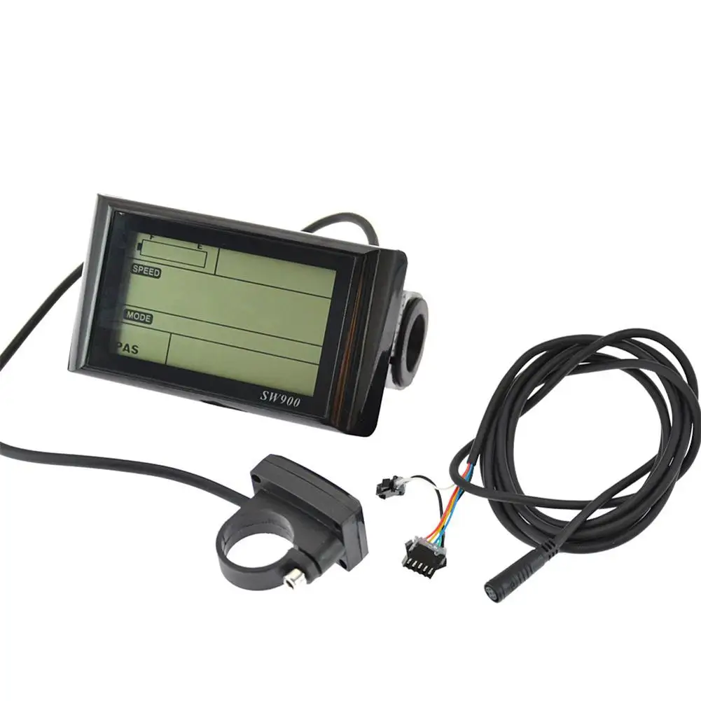 Ebike sw900 display lcd controle elétrico bicicleta medidor de velocidade à prova dwaterproof água plug registro instrumento controle/configuração 24/36/48/52/60v