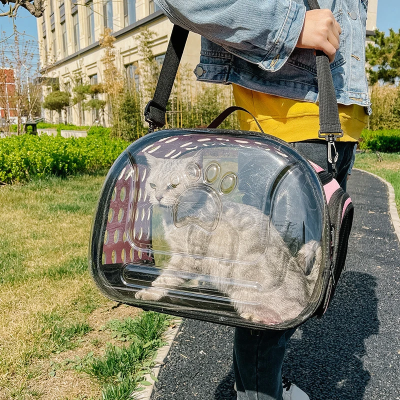 Transparent Foldable Outdoor Pet Travel Carrier Bag Portable Foldable Transparent Handbag Carrier Shoulder Travel Bag
