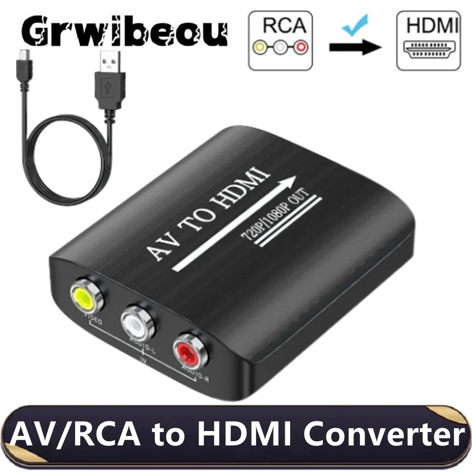 Rca para Hdmi Conversor Adaptador Composto com Cabo Usb Cvbs av hd 1080p Fit para N64 Wii Ps1 Xbox One Snes Etc