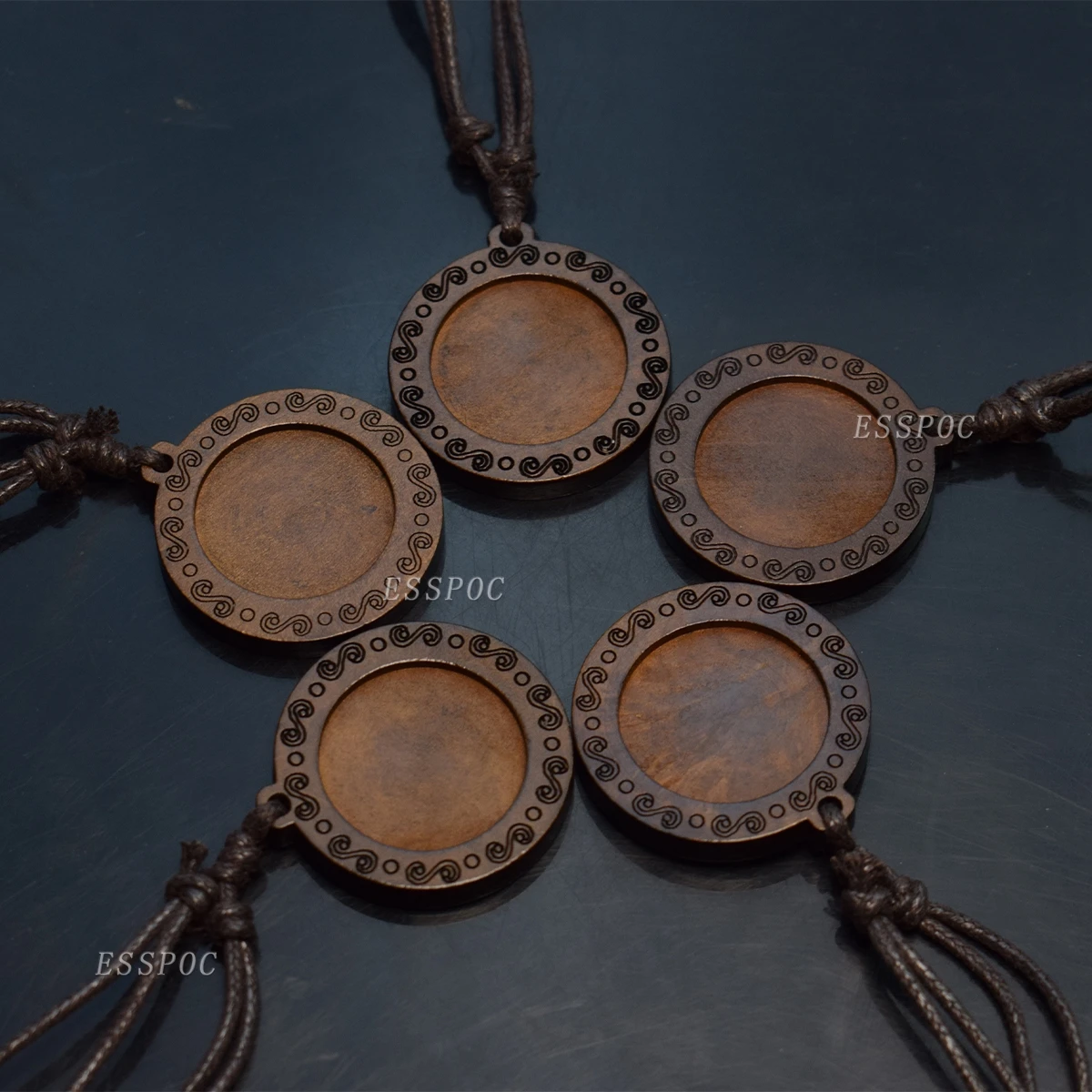 5 Pz/lotto Fai Da Te Vassoi Pendenti In Legno Base Adatta 25mm Cabochon In Vetro Impostazione Collana Vuota Gioielli Fatti A Mano Che Fanno Fornure - Foto 7