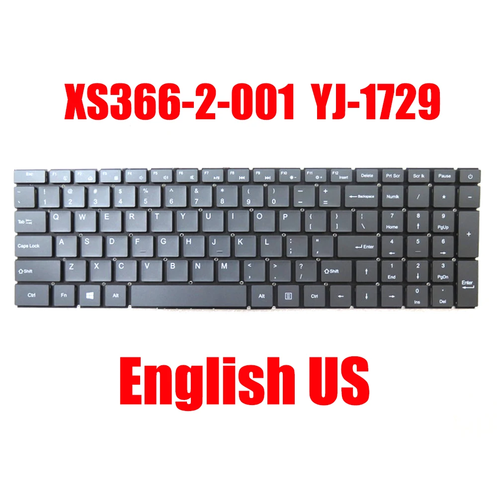 Клавиатура для ноутбука XS366-2-001, английская, американская, черная, без рамки, Новинка
