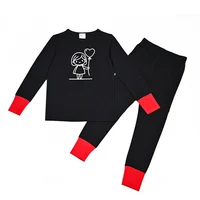 Pyjamas d'été/printemps pour enfants, ensemble assorti pour garçons et filles, chemise de nuit pour fille, barboteuse bébé, poignets rouges 6