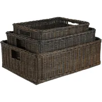 Under The Bed/Basic Wicker Storage Basket, Medium, 20 in L x 14.5 in W x 6 in H, Antique Walnut Brown 2