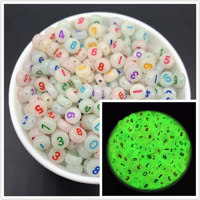7mm Luminous Letter Beads Alphabet Acrylic Spaced Beads For Jewelry Making DIY Charms Bracelet Necklac
