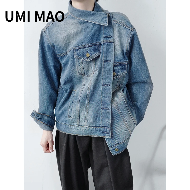 

UMI MAO Yamamoto Dark Winter New Fashion Trends Men Women Asymmetric Niche Design Models Denim Jacket Outside Coat Femme Y2K