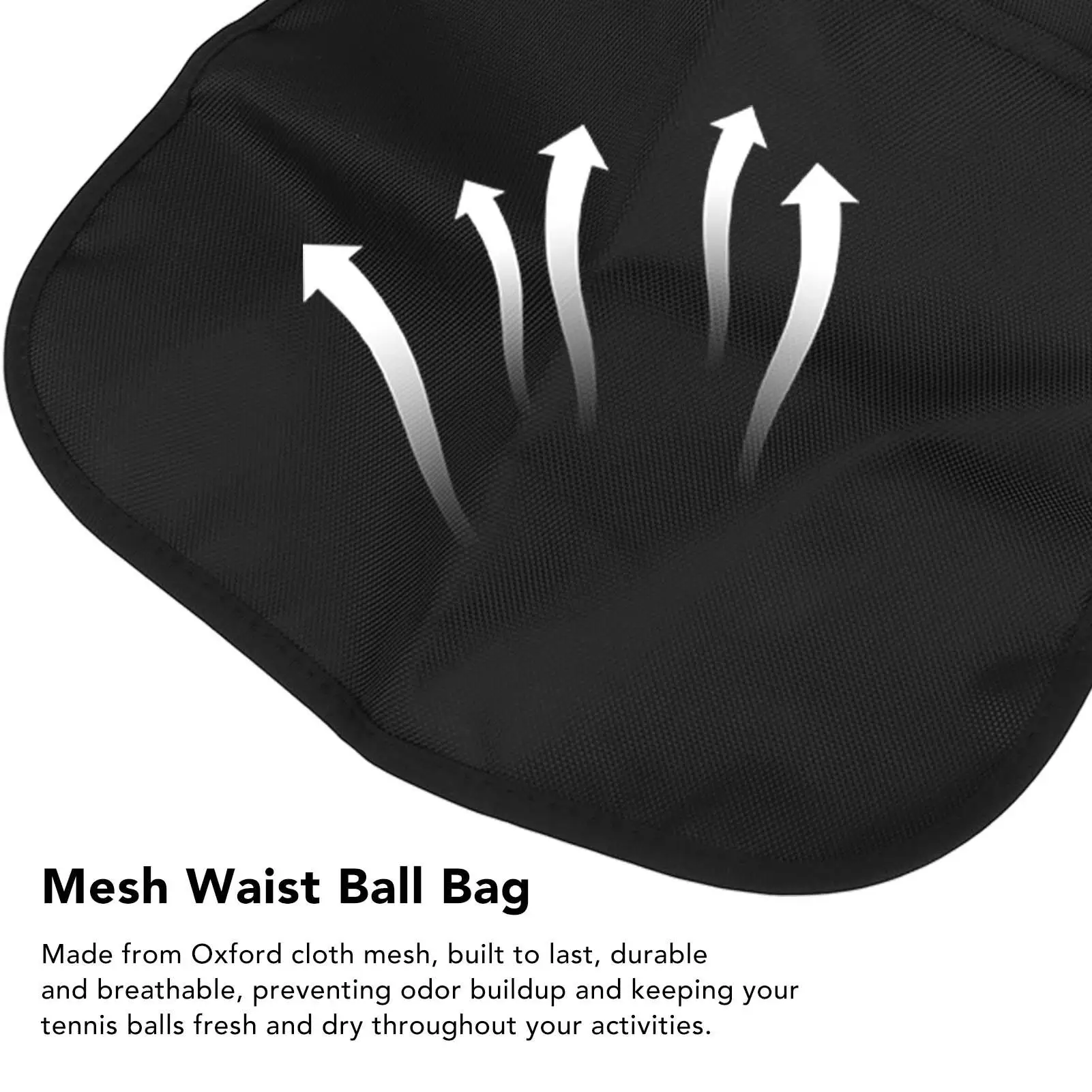 Adjustable Tennis Ball Pouch Waist Carrier-Breathable Oxford Cloth for Easy Access & for cycling , Black
