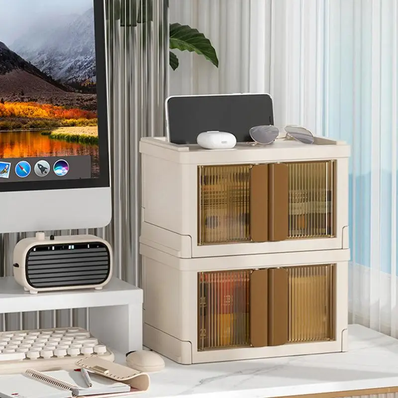 

Foldable Storage Organizer Stackable Storage Bins With Double Door Storage Box For Cloth Books Portable Closet Storage Organizer