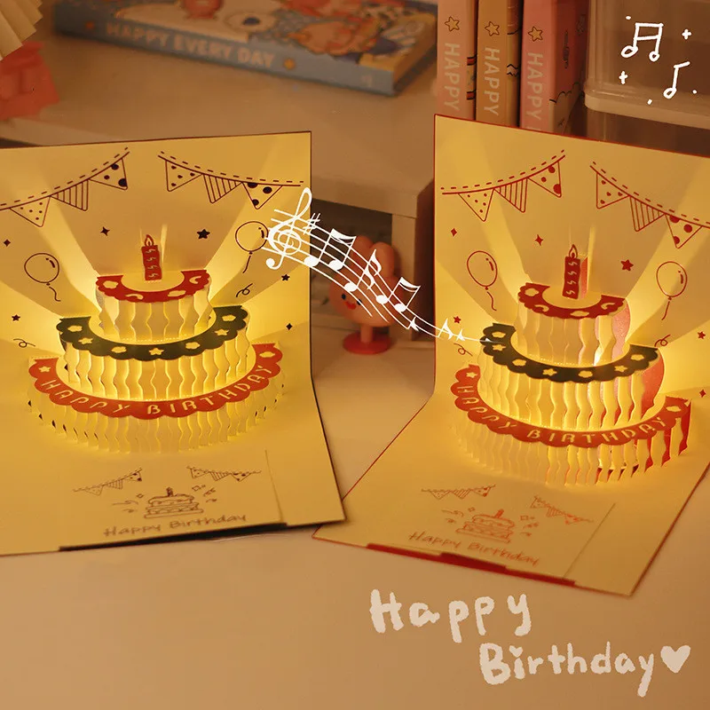 3D Pop-Up Greeting Card with Music & Light – Happy Birthday Message Card for DIY Bl... - SKU PGC02212 - UGI Packaging