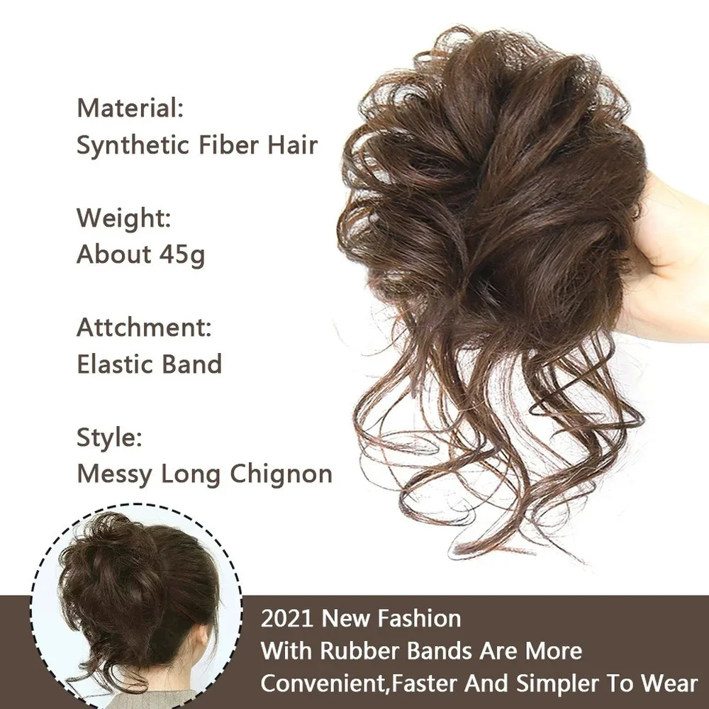 Chignon Sintetico 1P con Clip, Acconciatura a Coda di Cavallo, Estensione per Capelli Corti Ricci Ondulati, Nero o Biondo, per Donne, Novità 2025 - immagine 4