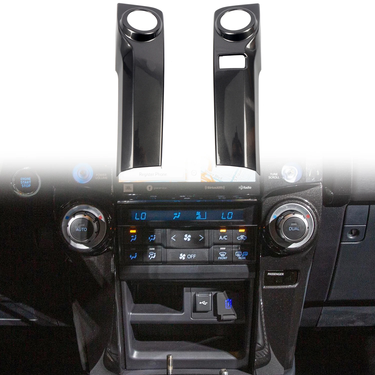 

LHD! Car Accessories For Toyota 4Runner 2014-2022 ABS Dashboard Console Engine Start-Stop Button Cover Trim 2pcs