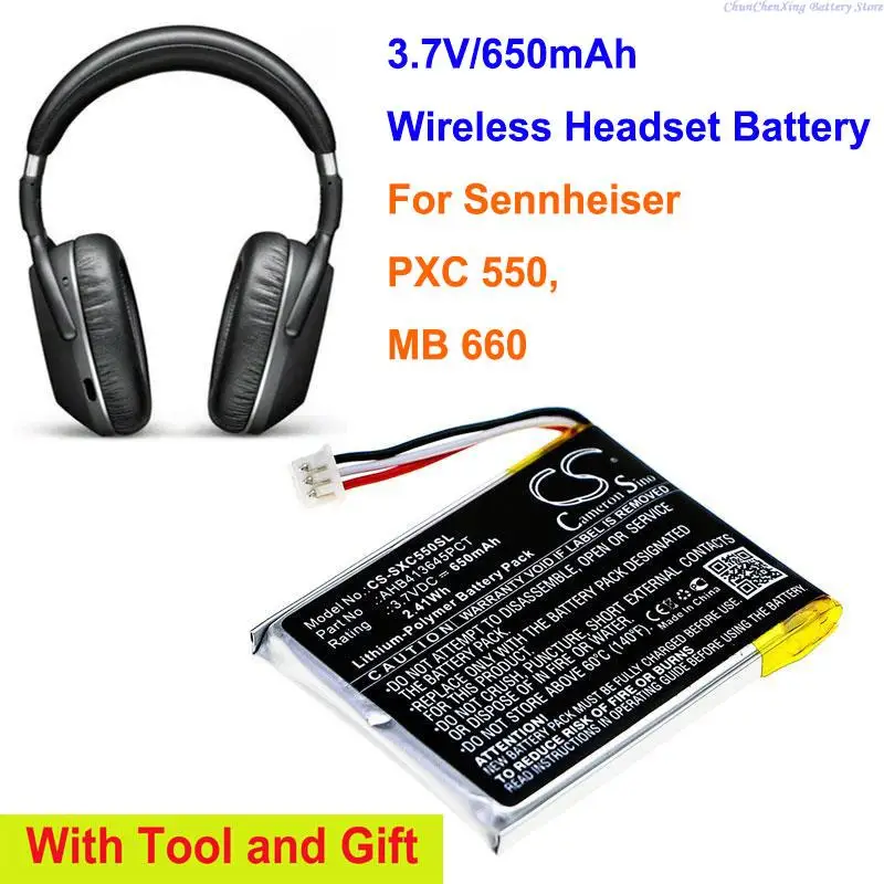 

650mAh Wireless Headset Battery AHB413645PCT for Sennheiser PXC 550