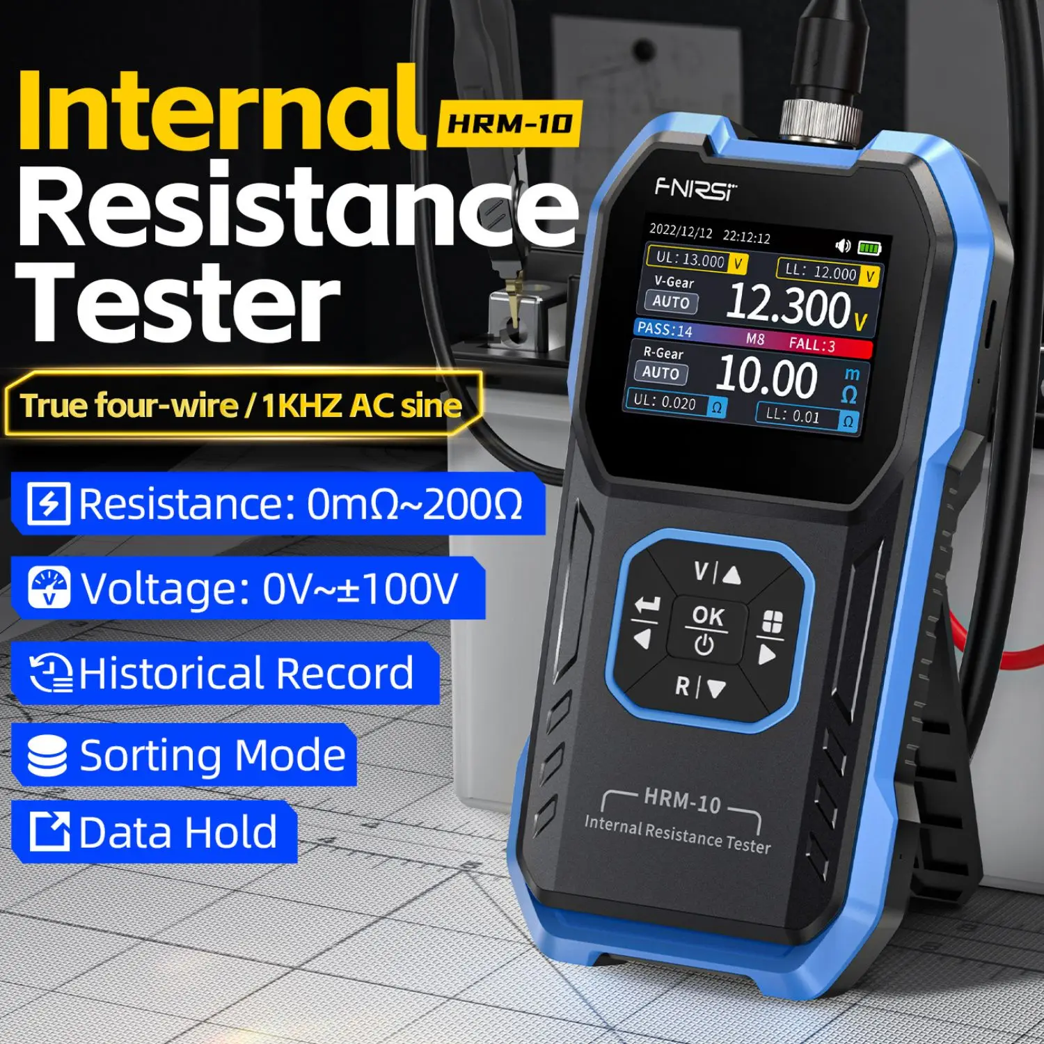 Brand 0-200Ω Battery Voltage Intemal Resistance Tester LCD High-precision Trithium Lithium lron Phosphate 18650 Battery Tester 2