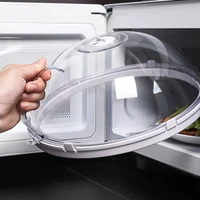 Couvercle anti-éclaboussures pour micro-ondes, résistant aux hautes températures, couvercle de protection Transparent pour chauffage des aliments avec évent et poignée de vapeur 5