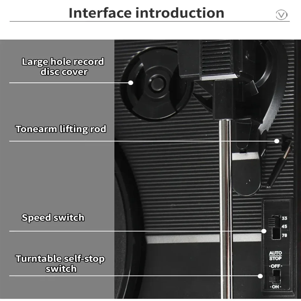 ポータブル蓄音機ビニール レコード プレーヤー ターン テーブル 33/45