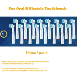 16-Piece Oral Care Electric Toothbrush Replacement Brush Heads Set (16pcs)